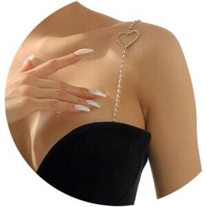 Women Gold Rhinestone Shoulder Strap Chain Underwear Chain Bridal Wedding